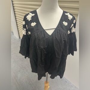 Maeve Bohemian Top with Beaded Floral Accents